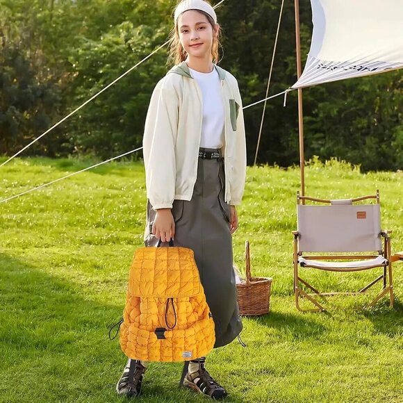 ✨ Contail Puffy Hiker Pack Women Yellow 18L Quilted Puffer Lightweight Backpack - Picture 9 of 9